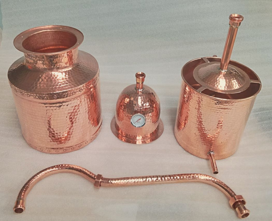 Alambique artesanal de cobre para destilar 3 litros de mezcal tequila aceites esenciales - cobre David Copper
