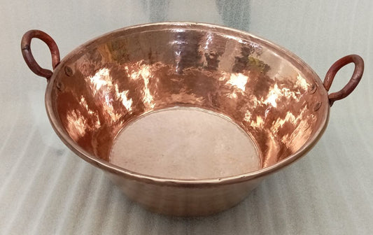 Cazo de cobre para cocinar carnitas o para una dulceria hecho a mano cobre grueso y natural Capacidad 10 litros - cobre David Copper